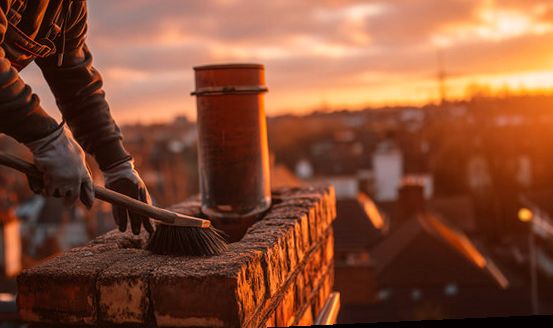Arlington chimney stack against the evening sky